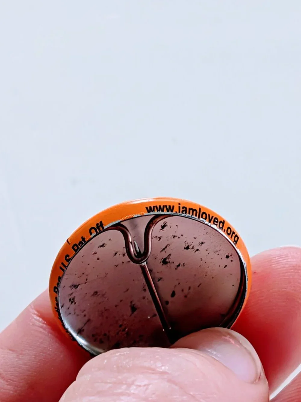 Rare VTG 80s I Am Loved Halloween Pin Button Helzberg Foundation Orange Bats USA